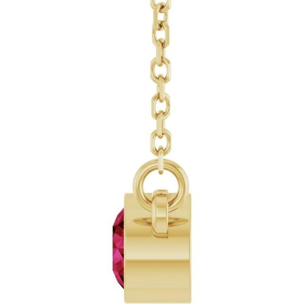 14k Yellow Natural Ruby Solitaire 16" Necklace - image 7